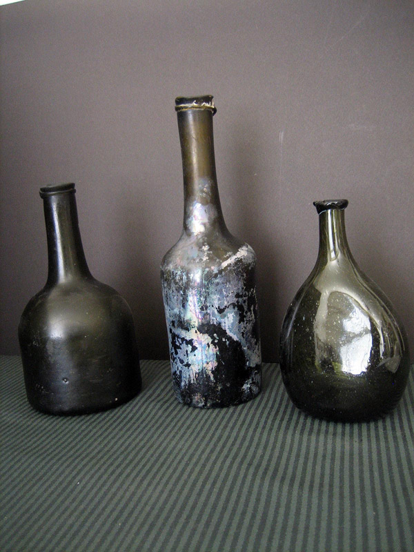 Three 17th Century Wine Bottles