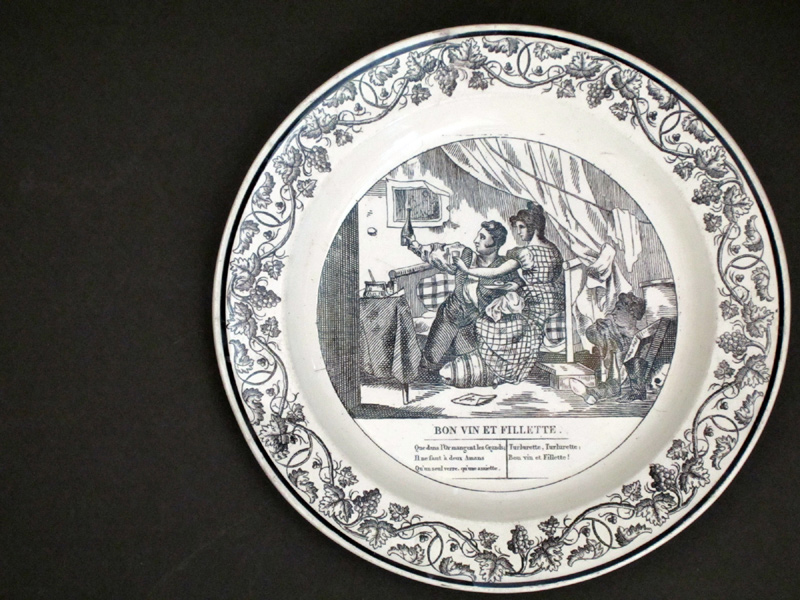 Bon Vin et Fillette French Plate C.1900