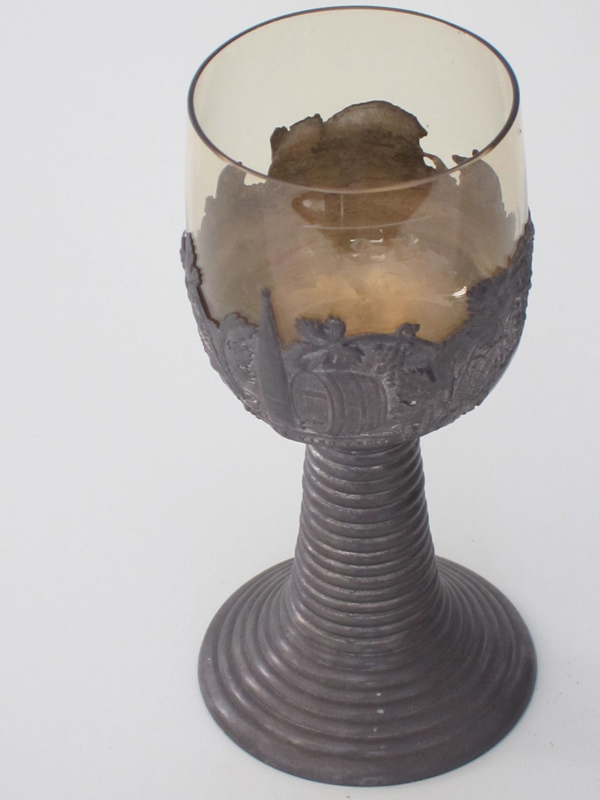 2-Pc. Crystal and Pewter Wine Glass C.1890s