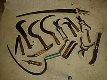 large photo of vintage field tools