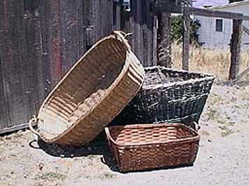 large photo of three vintage harvest baskets